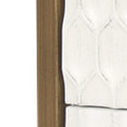 63" Gold And White Wood Carved Geometric Six Drawer Sideboard