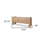 75" Light Brown Solid Wood Sideboard Soft Close with Three Doors