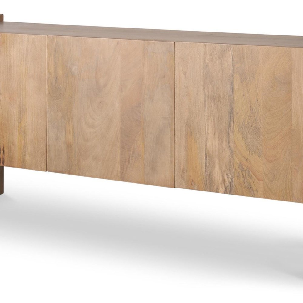 75" Light Brown Solid Wood Sideboard Soft Close with Three Doors