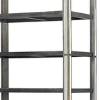 32" Dark Brown Solid Wood and Mirrored Glass Four Tier Bookcase with Three Drawers