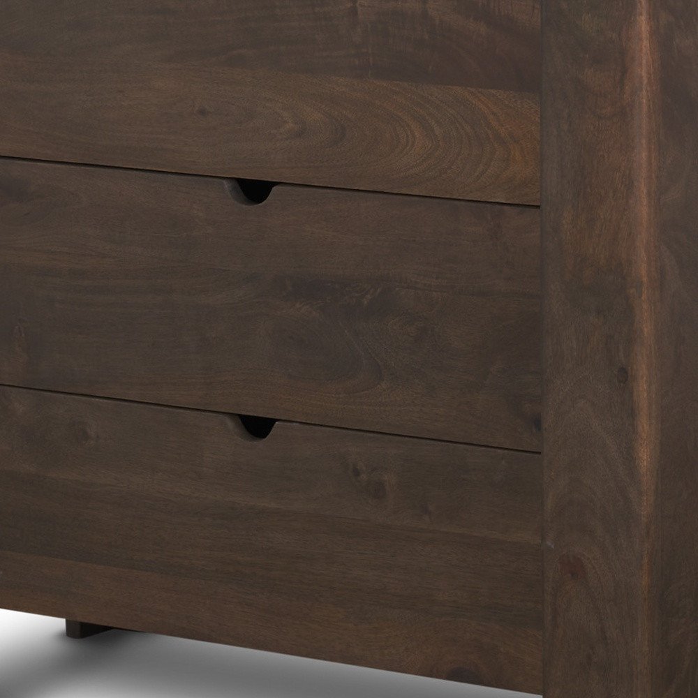 36" Dark Brown Solid Wood Accent Cabinet With Three Drawers
