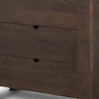 36" Dark Brown Solid Wood Accent Cabinet With Three Drawers