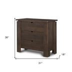 36" Dark Brown Solid Wood Accent Cabinet With Three Drawers