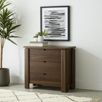 36" Dark Brown Solid Wood Accent Cabinet With Three Drawers