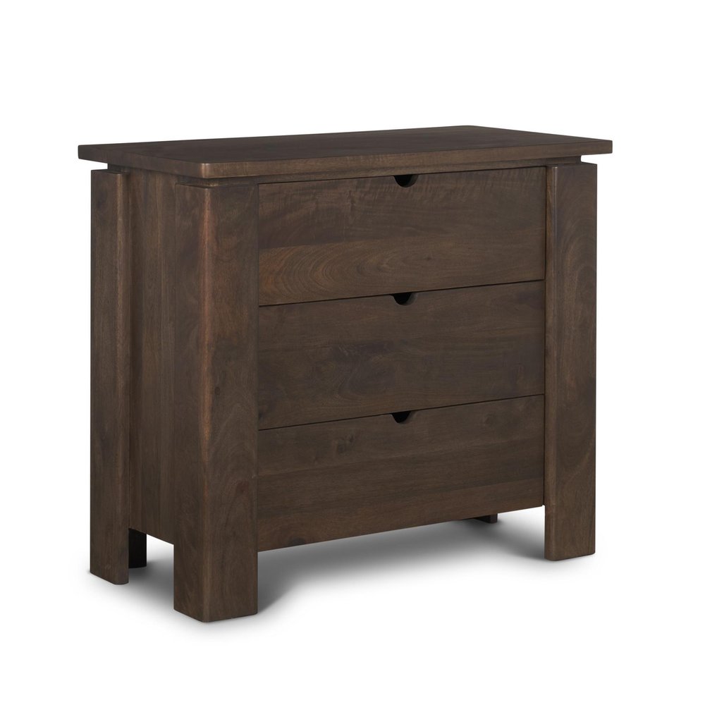 36" Dark Brown Solid Wood Accent Cabinet With Three Drawers