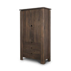 40" Dark Brown Solid Wood Curio Cabinet With Two Doors And Three Drawers