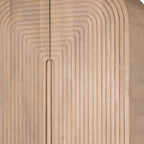 72" Natural Solid Wood Textured Door Arched Cabinet With Four Doors
