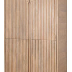 72" Natural Solid Wood Textured Door Arched Cabinet With Four Doors