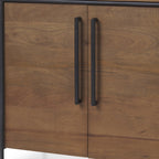 40" Brown and Black Solid Wood and Metal Accent Cabinet With Two Doors