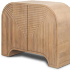 32" Natural Solid Wood Textured Door Accent Cabinet With Two Doors