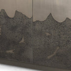 30" Gray Distressed Metal Textured Door Accent Cabinet With Two Doors