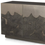 30" Gray Distressed Metal Textured Door Accent Cabinet With Two Doors