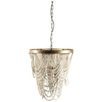 White And Gold Empire Three Light Metal and Beads Dimmable Chandelier
