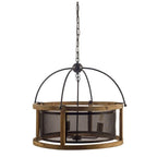 Black Caged Three Light Metal Dimmable Chandelier