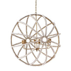 White And Gold Empire Six Light Metal and Beads Dimmable Chandelier