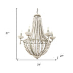 Silver And White Empire Six Light Metal and Beads Dimmable Chandelier
