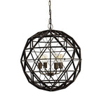 Black Caged Four Light Metal Dimmable Chandelier