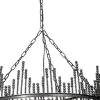 Black Unique Statement Four Light Metal and Beads Dimmable Chandelier