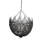 Black Unique Statement Four Light Metal and Beads Dimmable Chandelier