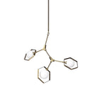Champagne Unique Statement Three Light Metal and Glass Dimmable Chandelier With White Shades