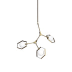 Champagne Unique Statement Three Light Metal and Glass Dimmable Chandelier With White Shades