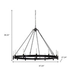 Black Candle Style Twelve Light Glass Dimmable Chandelier