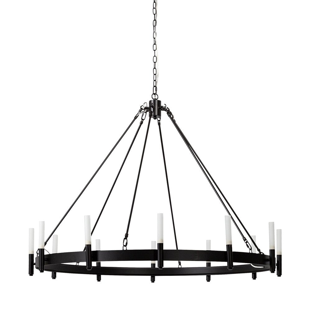 Black Candle Style Twelve Light Glass Dimmable Chandelier