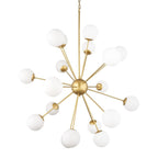 Gold Sputnik Multi Light Frosted Metal and Glass Dimmable Chandelier With White Shades