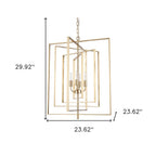 Antiqued Gold Geometric Four Light Metal Dimmable Chandelier