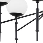 Black Sputnik Six Light Metal and Frosted Glass Dimmable Chandelier