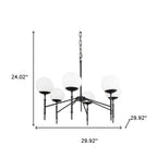 Black Sputnik Six Light Metal and Frosted Glass Dimmable Chandelier