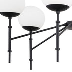 Black Sputnik Six Light Metal and Frosted Glass Dimmable Chandelier
