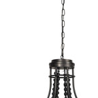Black Candle Style Six Light Metal and Beads Dimmable Chandelier
