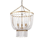 Gold And White Empire Three Light Metal and Beads Dimmable Chandelier