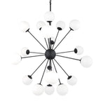 Black Eleven Light Frosted Metal and Glass Dimmable Chandelier With White Shades