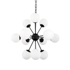 Black Sputnik Multi Light Frosted Metal and Glass Dimmable Chandelier With White Shades