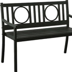 45" Black Metal Geometric Back Garden Patio Bench
