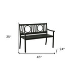 45" Black Metal Geometric Back Garden Patio Bench