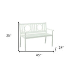 45" White Metal Garden Patio Bench