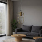 Gold Single Metal Dimmable Ceiling Light With Antiqued Brass Shades