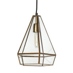 Clear And Gold Single Metal Dimmable Ceiling Light With Clear Shades