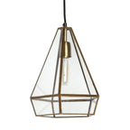 Clear And Gold Single Metal Dimmable Ceiling Light With Clear Shades