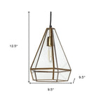 Clear And Gold Single Metal Dimmable Ceiling Light With Clear Shades