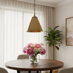 Gold Single Metal Dimmable Ceiling Light With Gold Shades