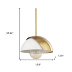 Brass And White Single Metal Dimmable Ceiling Light With White Shades