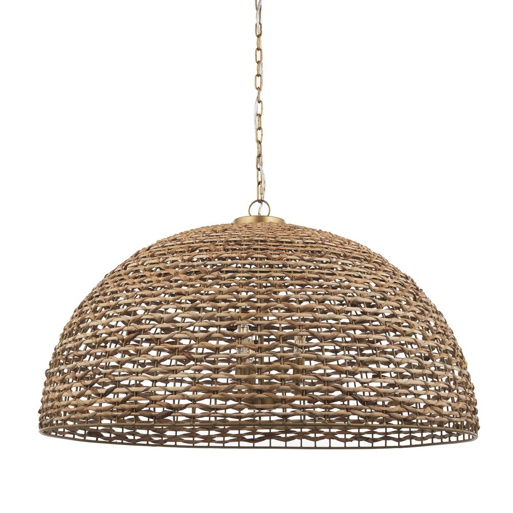 Brown Single Rattan Dimmable Ceiling Light With Brown Shades