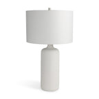 31" White Round Bedside Lamp With Drum Shade