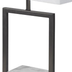 26" Gray Square Bedside Lamp With Shade