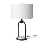 22" Black Round Bedside Lamp With Drum Shade