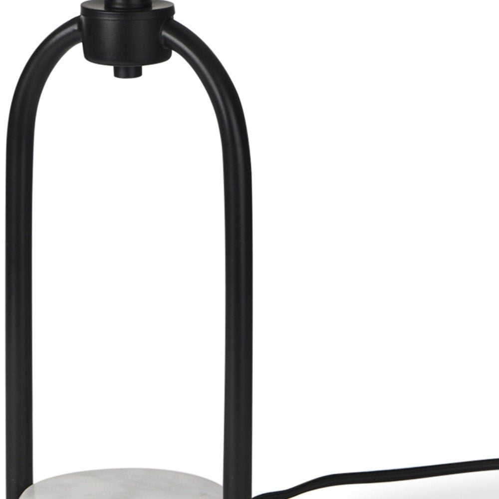 22" Black Round Bedside Lamp With Drum Shade